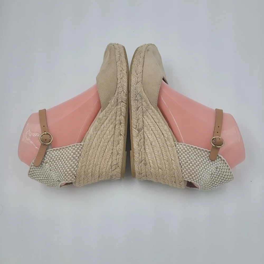 Kanna Laura espadrille wedge sandals suede and hemp size 9 new